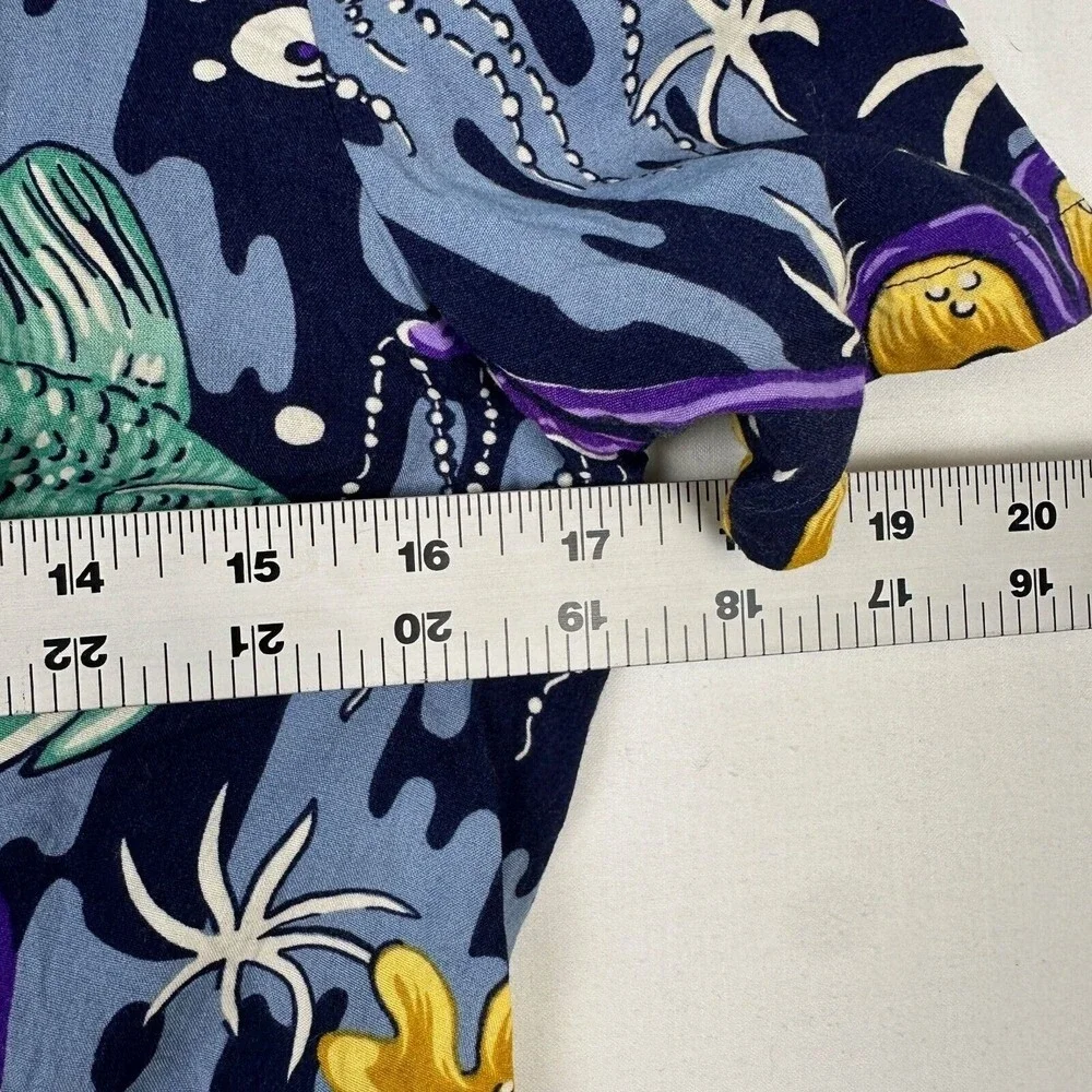 Reyn Spooner Women's Sz S‎  Dress Hawaiian Midi Traditionals Fish Blue Beach